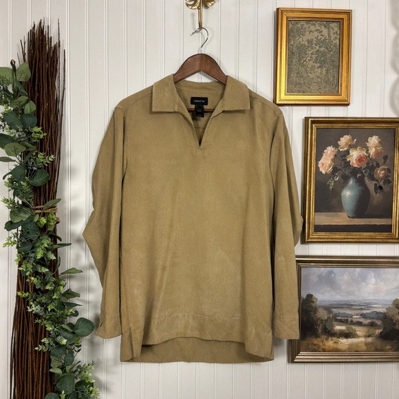 Claiborne Other - Claiborne Pullover Shirt Mens Small Tan Excellent Corduroy V-Neck Long Sleeve